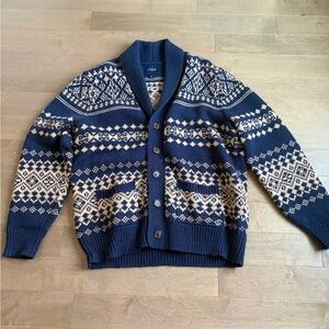 J. Crew Navy and Cream Unisex Sweater size L